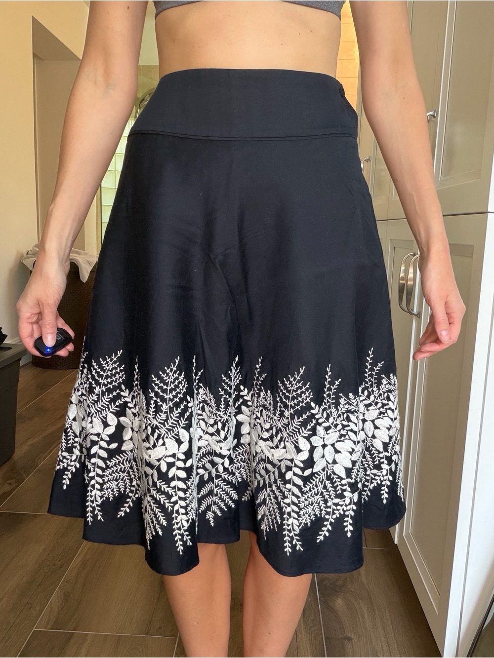 Ann Taylor Black Embroidered Circle Skirt